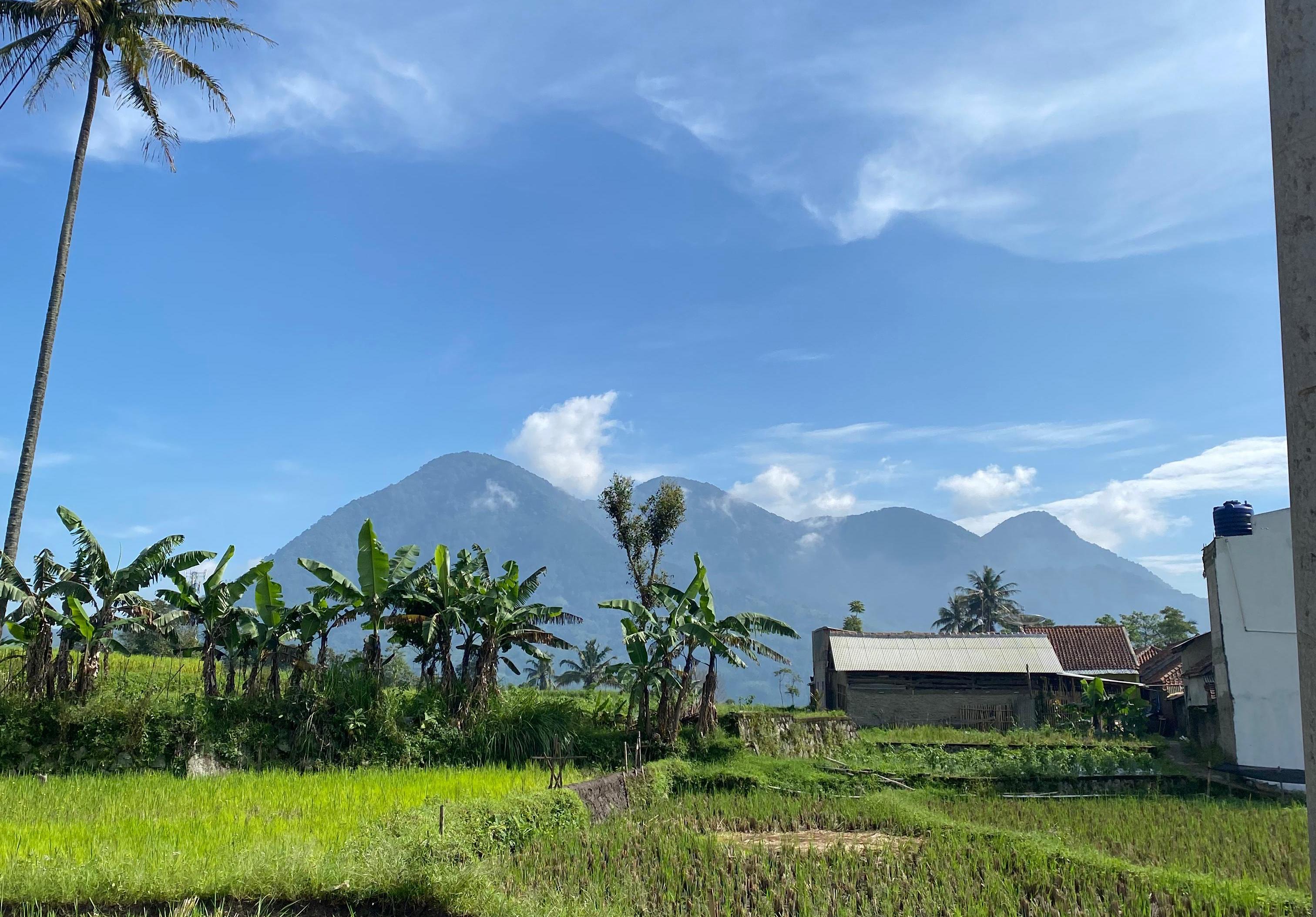 Keindahan Alam Desa Lembang dengan Latar Gunung
